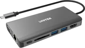 UNITEK D1019A Unitek HUB 8w1 USB3.1 Typ-C su 100 W maitinimo tiekimu, D1019A