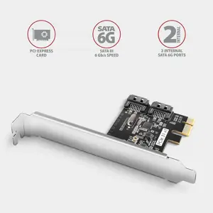 Axagon Two-channel SATA III PCI-Express controller with two internal SATA port outputs. Standard & Low profile.