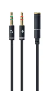 GEMBIRD CCA-418M Gembird 3,5 mm 4 kontaktų lizdo ir 2 x 3,5 mm stereofoninio kištuko adapterio kabe…