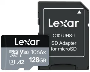 Lexar Professional 1066x UHS-I MicroSDXC, 128 GB, Flash memory class 10, Black/Gray, 120 MB/s, 160 …