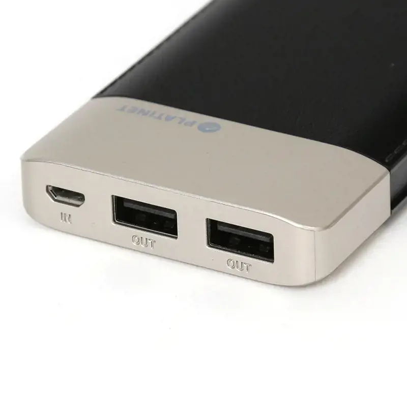 Platinet power bank Leather 11000mAh 2.1A 2xUSB Li-Po, black (43793)
