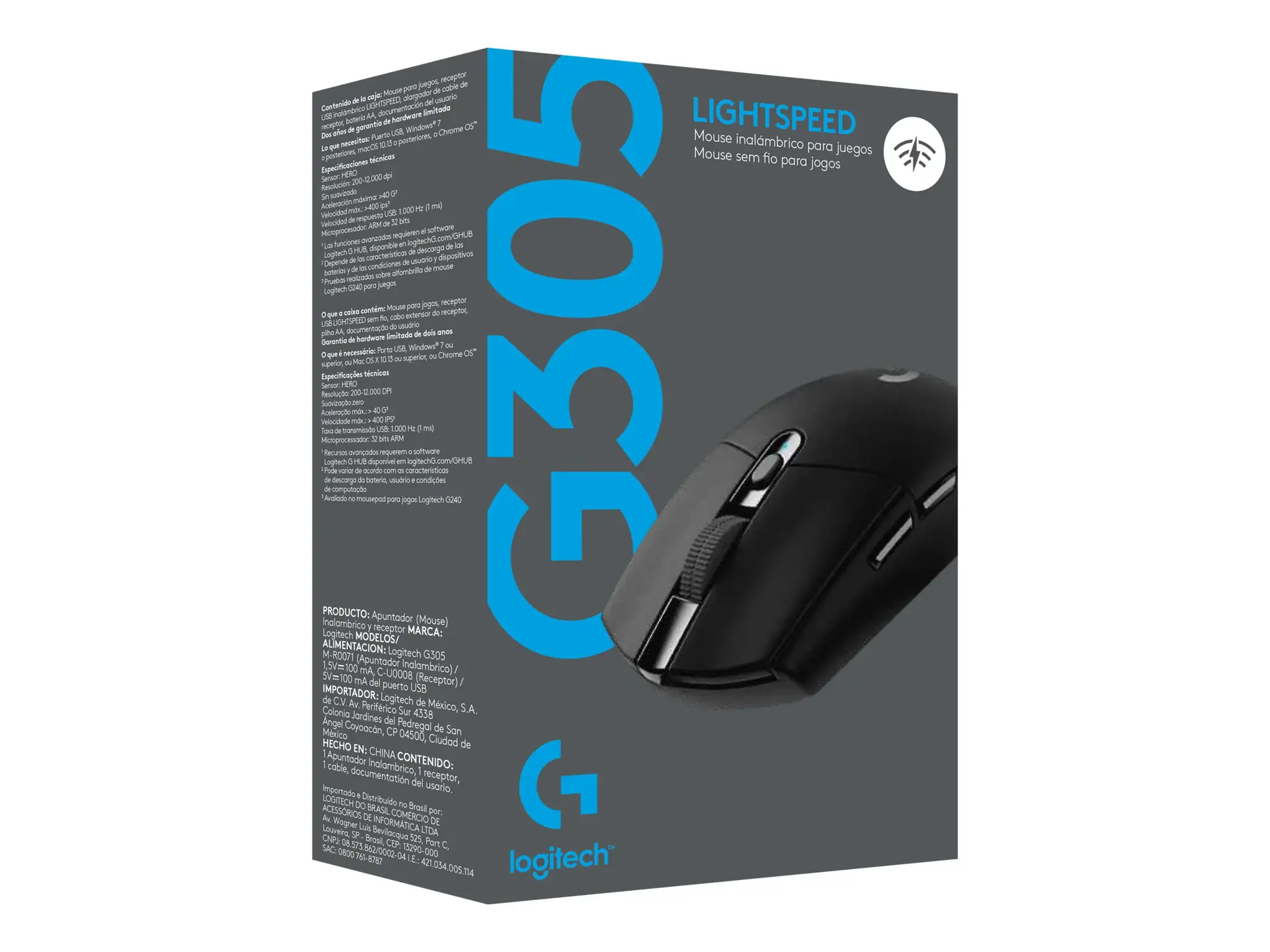 LOGITECH G305 belaidė žaidimų pelė - LIGHTSPEED - BLACK - EWR2