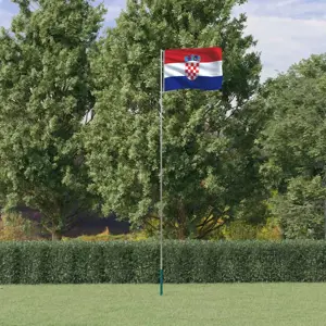 Kroatijos vėliava su stiebu, aliuminis, 5,55m