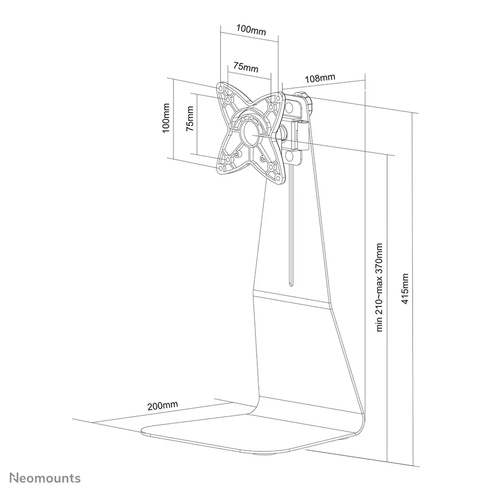 "Neomounts by Newstar" monitoriaus laikiklis ant stalo, laisvai pastatomas, 10 kg, 25,4 cm (10"), 68,6 cm (27"), 100 x 100 mm, sidabrinis