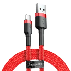 "Baseus Cafule Cable" patvarus nailono kabelis USB / USB-C QC3.0 3A 0.5M Raudona (Raudona)