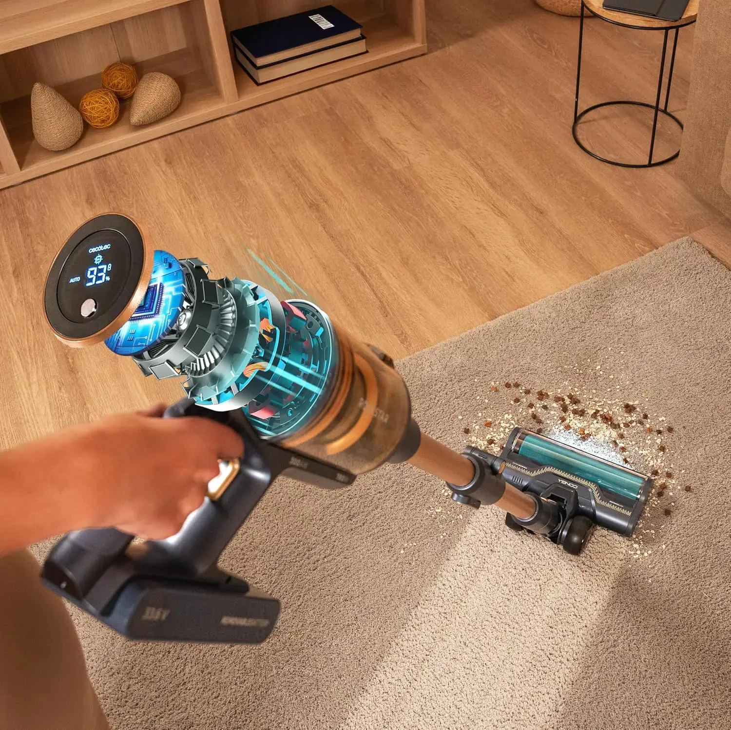 Cecotec Vacuum cleaner | Rockstar RX70 AquaPet Flex Conga | Cordless operating | Stick/handheld | 780 W | Operating time (max) 100 min | Blue/Gold