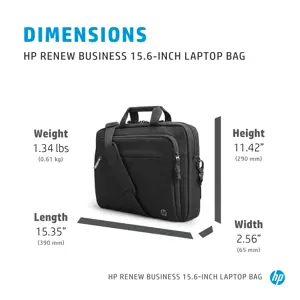 HP Renew Business 15,6 colių nešiojamojo kompiuterio krepšys, Messenger dėklas, 39,6 cm (15,6"), 610 g