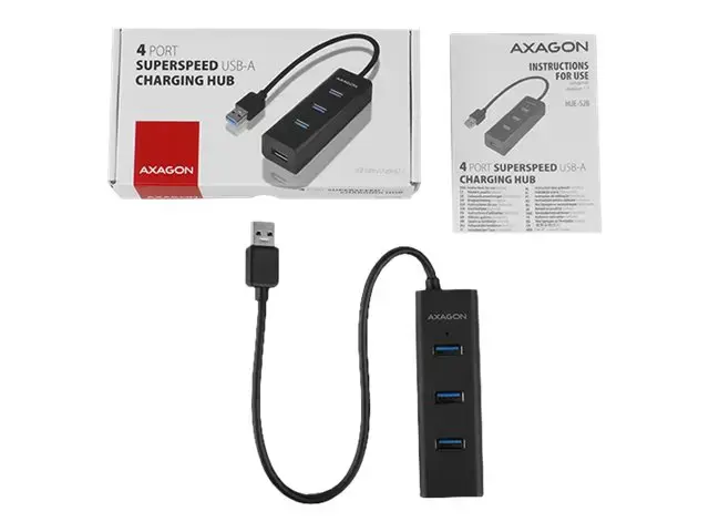 AXAGON HUE-S2B 4x USB3.0 įkrovimo koncentratorius, MicroUSB įkrovimo jungtis