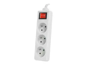 LANBERG PS1-03E-0150-W Lanberg 1,5 m baltos spalvos LANTERGE CURVE 3X 230V PL su grandinės pertraukikliu, pilnas varis