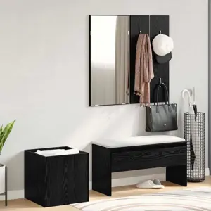 Prieškambario baldų komplektas 5 pcs Juodasis ąžuolas, Sidabras