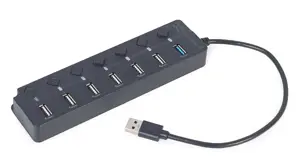 GEMBIRD 7 prievadų USB šakotuvas 1 x USB 3.1 + 6 x USB 2.0 su jungikliais juodas