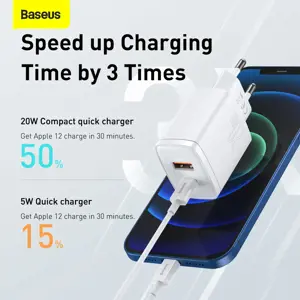 Baseus Compact quick charger USB Type C | USB 20 W 3 A Power Delivery Quick Charge 3.0 white (CCXJ-B02)