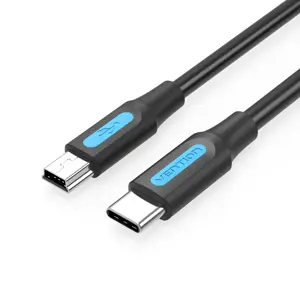 "Vention" USB 2.0 C vyriškos lyties į Mini-B vyriškos lyties 2A kabelį 1M Juodas, 1 m, Mini-USB B, …