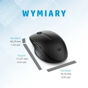 HP 435 Wireless Mouse - Multi-Device, Dual-Mode - Black, Left handed