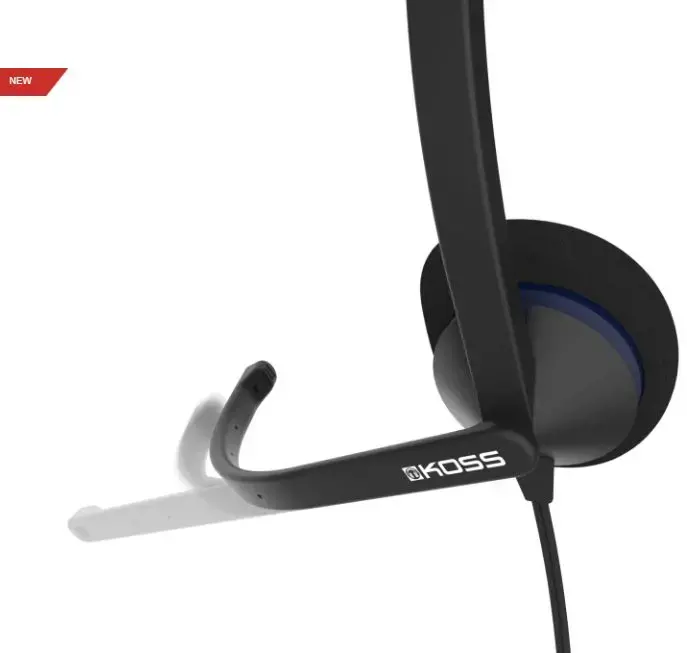 "Koss" ausinės CS200 USB laidinės, ant ausų, su mikrofonu, A tipo USB, juodos spalvos