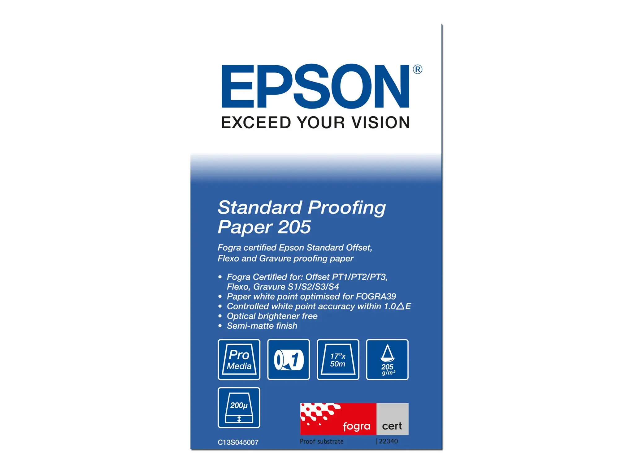 EPSON Proofing Paper Standard 17inchx50m 4430g/m  for Stylus Pro 4000-C4 4000-C8 4000-C8 PS 4800 4800