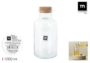 Butelis, su kamščiu, stiklas, 1 l, vnt