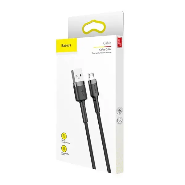 Baseus Cafule Cable Durable Nylon Braided Wire USB | micro USB QC3.0 2.4A 1M black-grey (CAMKLF-BG1)