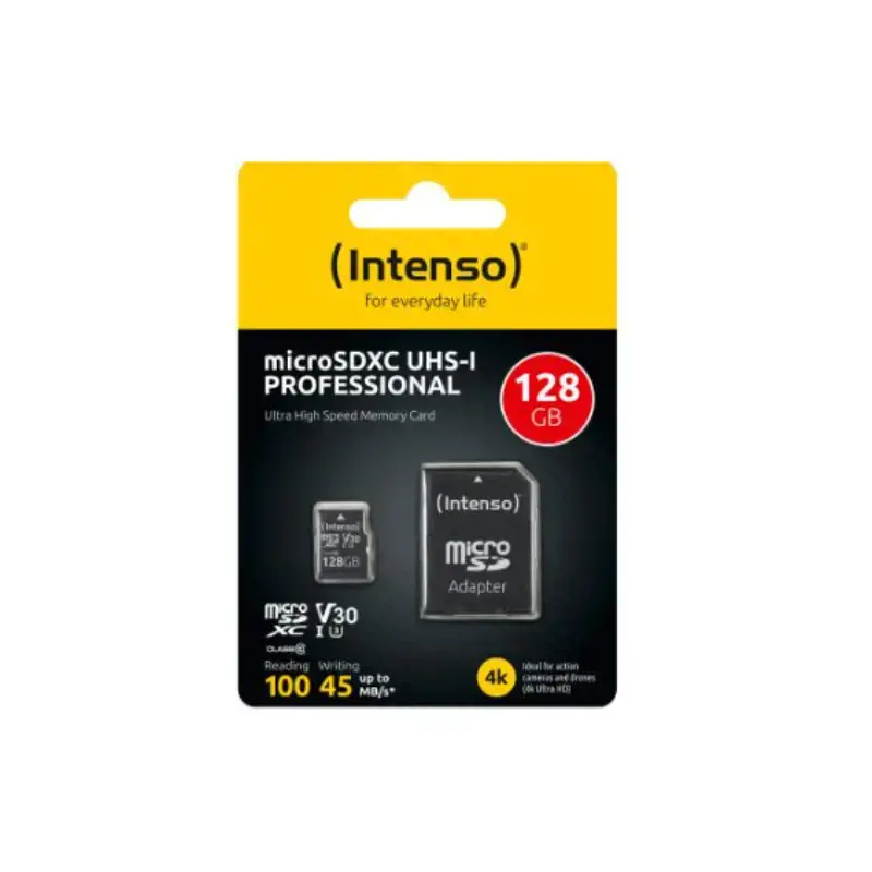 Intenso MicroSDXC - Atminties kortelė 128 GB 10/25 MB/s klasės su adapteriu
