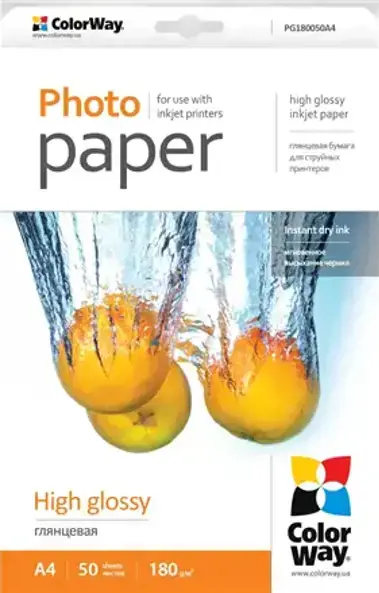 Blizgus Fotopopierius ColorWay, A4, 180 g/m², 50 psl.