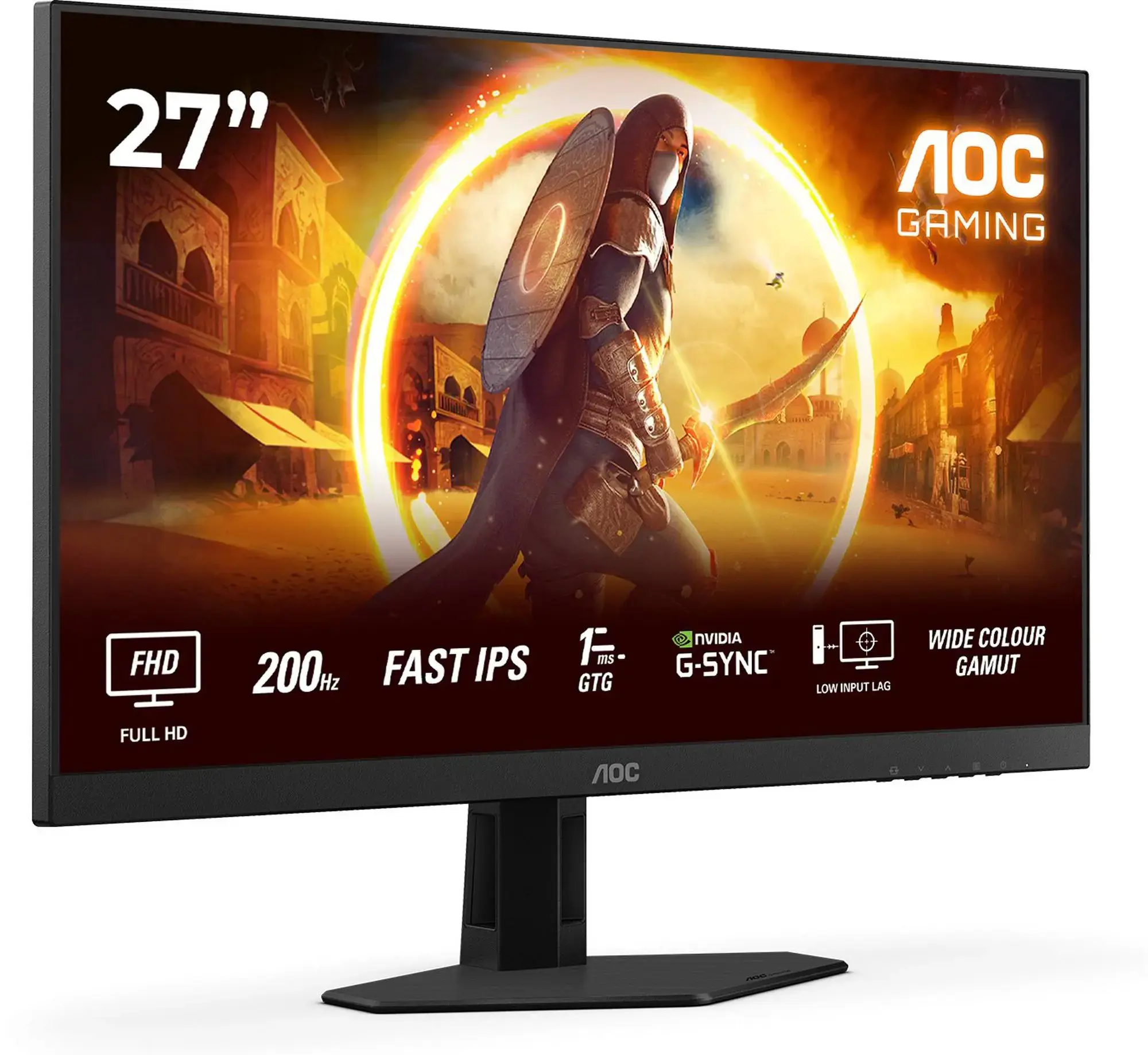 AOC G4 27G4HRE Monitorius 27'' Fast IPS FHD 1920x1080, 1 ms, 300 cd/m2, 200 Hz, Juoda