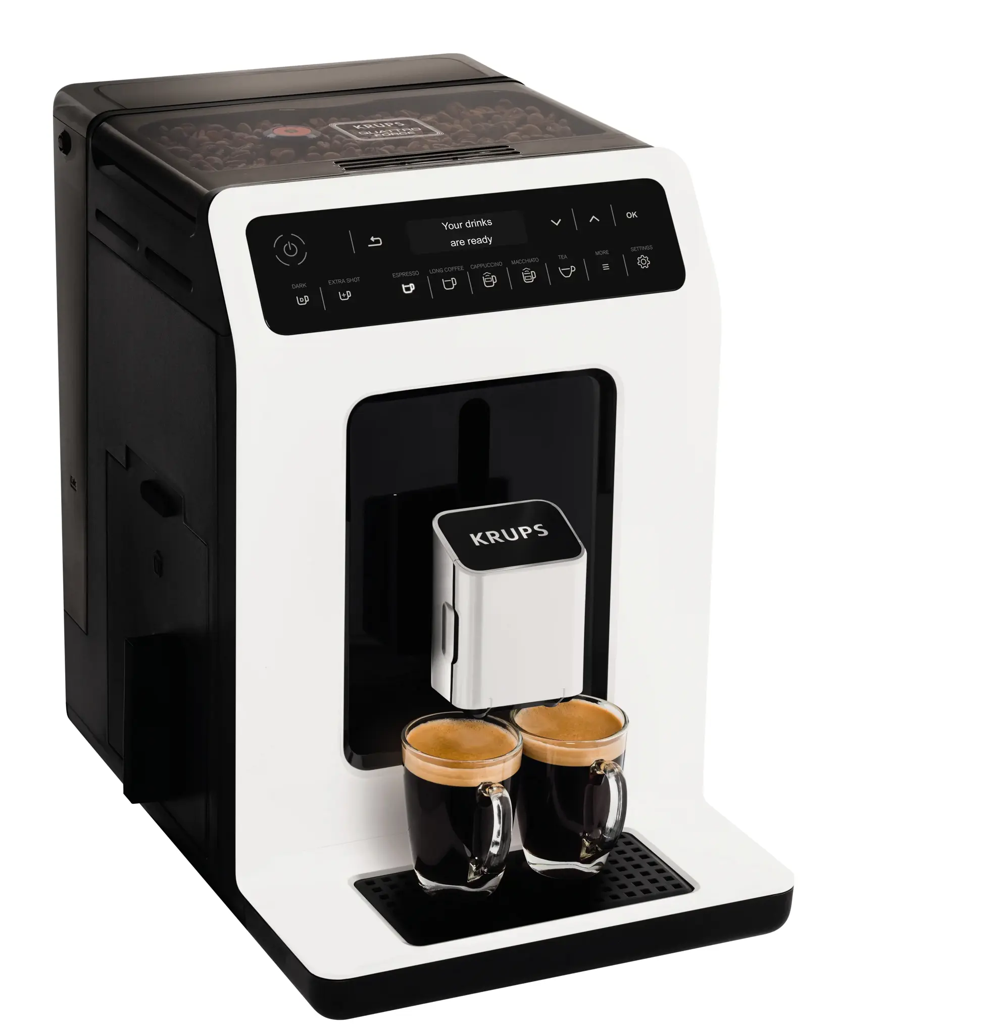 Krups Evidence EA8901, Espresso machine, 2.3 L, Coffee beans, Built-in grinder, 1450 W, White