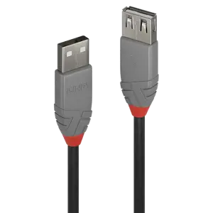 "Lindy" 1 m USB 2.0 A tipo ilgintuvas, "Anthra Line", 1 m, USB A, USB A, USB 2.0, 480 Mbps, juodas,…