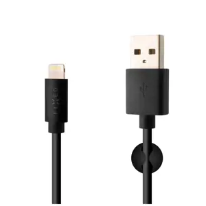 Fiksuotas duomenų perdavimo ir įkrovimo kabelis su USB/žaibo jungtimis, 1 m, juodas