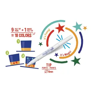 Flomasteriai CARIOCA MAGIC, 9 vnt. + 1 magiškas žymeklis
