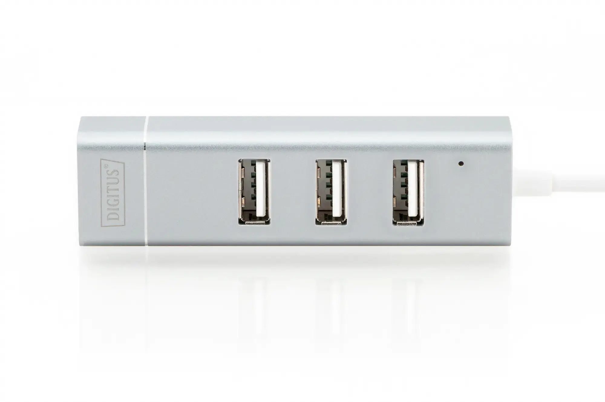 DIGITUS USB 2.0 3 prievadų šakotuvas + Fast Ethernet LAN adapteris su C tipo jungtimi