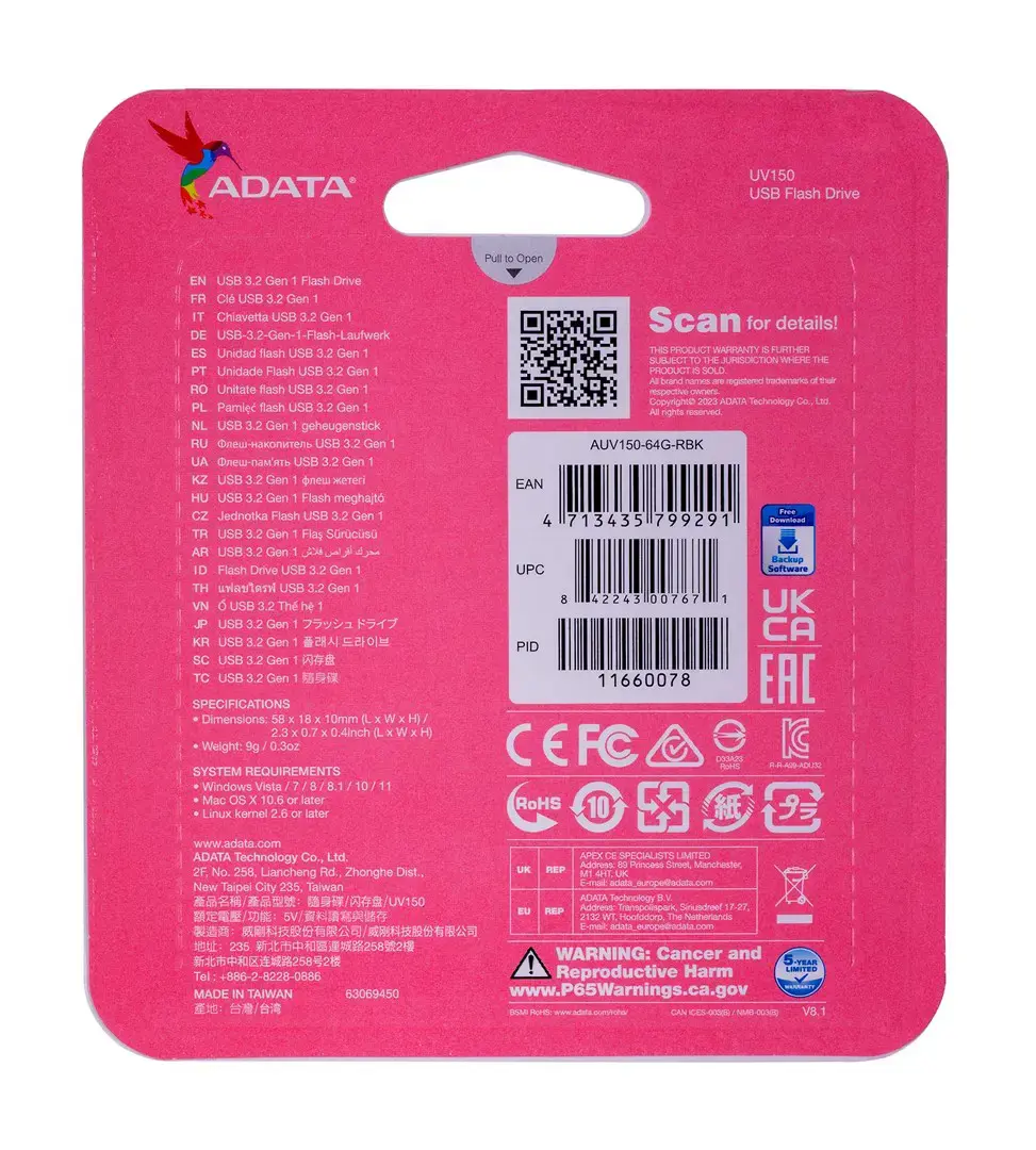 A-DATA UV150 64GB USB3.0 atmintinė juoda