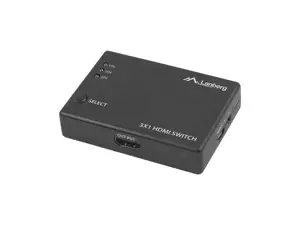 LANBERG vaizdo jungiklis 3 HDMI prievadai juodas + micro USB prievadas
