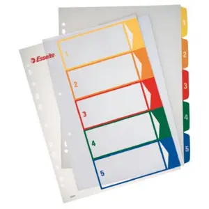 Skiriamieji lapai Esselte Project, A4, 1-5 spalvos, plastikiniai  0807-116