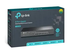 "TP-Link" 8 prievadų Gigabit tinklo komutatorius, nevaldomas, Gigabit Ethernet (10/100/1000), dvipusis duomenų perdavimas, montuojamas į stovą, 1U