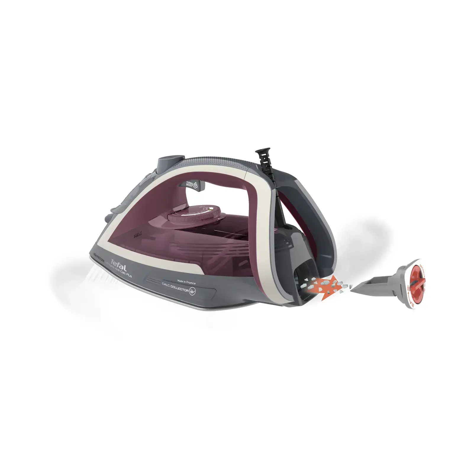 "Tefal Ultragliss Anti-Calc Plus" FV6840E0, garų lygintuvas, 2 m, 260 g/min, violetinis, sidabrinis, 50 g/min, 0,27 l