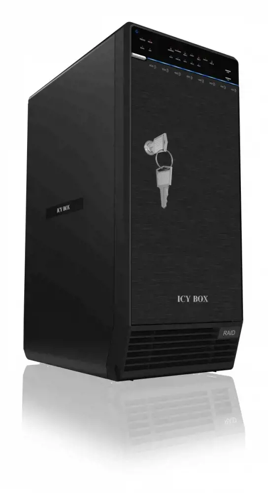 ICYBOX IB-3680SU3 "IcyBox" išorinis 3,5 standžiųjų diskų dėklas su 8 lizdais SATA I/II/III, USB 3.0, eSATA, JBOD, juodas