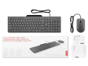 Lenovo 310 USB-A Wired Combo US English | Keyboard and Mouse Set | Wired | Mouse included | US English | Luna Grey