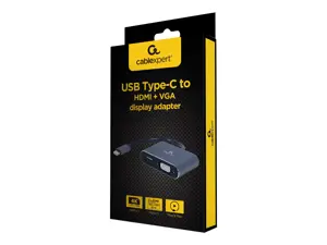 GEMBIRD A-USB3C-HDMIVGA-01 USB Type-C į HDMI + VGA ekrano adapteris erdviai pilkas