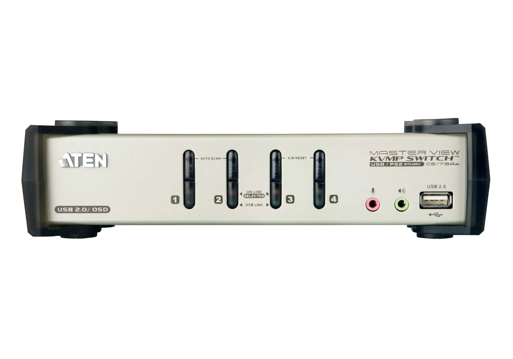 ATEN CS1734B-A7-G ATEN CS1734B 4-Port USB 2.0 KVMP Switch OSD, 4x USB Cables, 2-port Hub, Audio