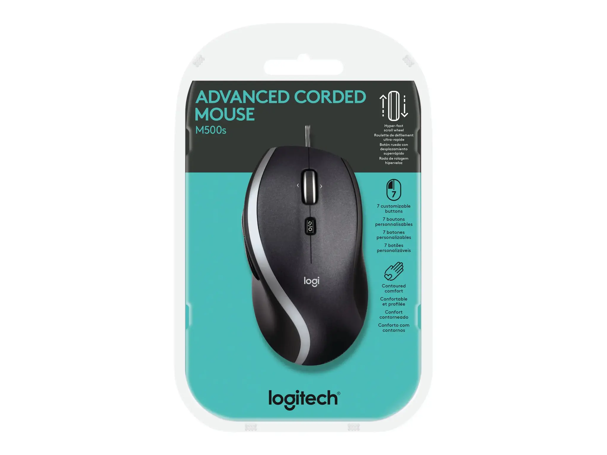 "Logitech Advanced Corded Mouse M500s", dešinioji, optinė, A tipo USB, 4000 DPI, juoda
