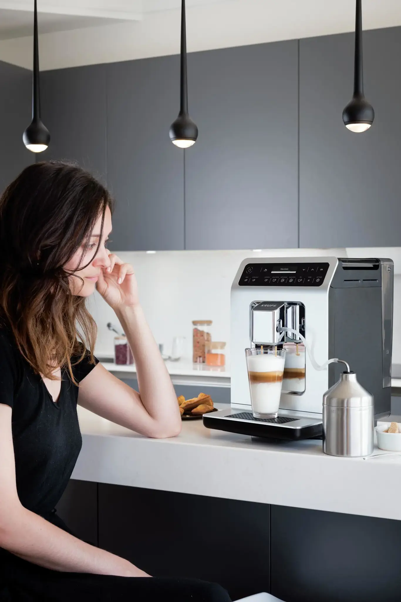 Krups Evidence EA8901, Espresso machine, 2.3 L, Coffee beans, Built-in grinder, 1450 W, White