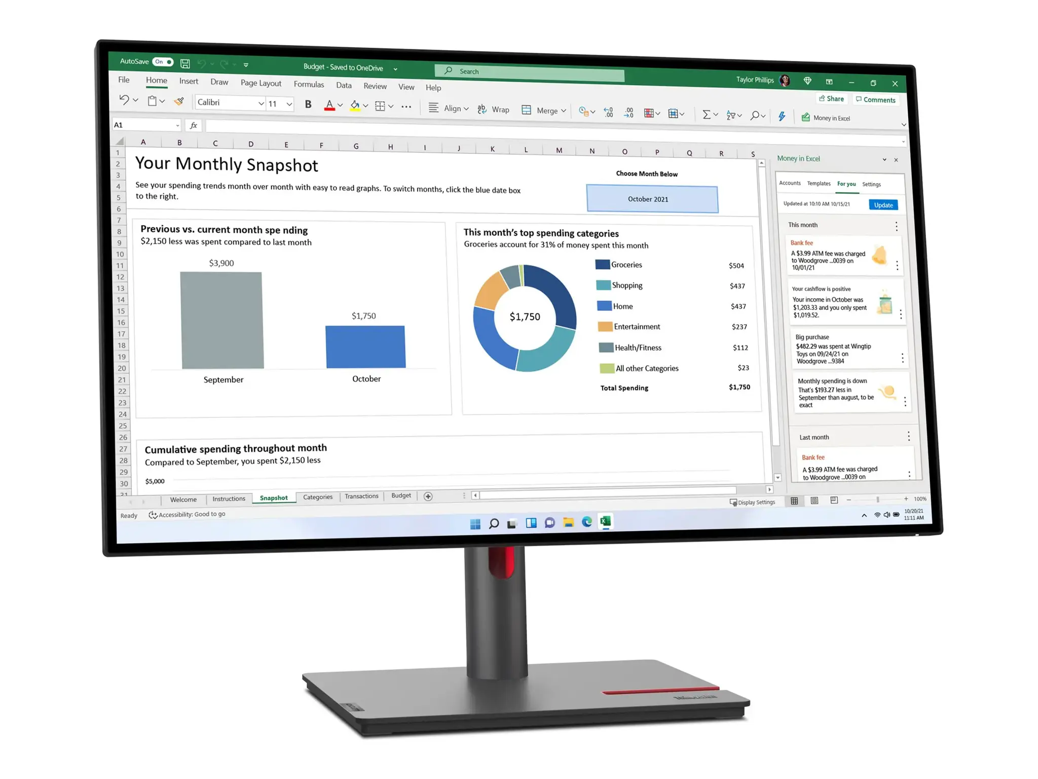 Monitorius LENOVO ThinkVision P27h-30 27inch 2560x1440 IPS 16:9 350cd/m2 HDMI DP USB Hub Topseller