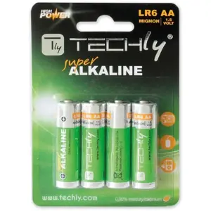 "Techly Blister" 4 AA šarminės baterijos "High Power Stilo LR06" 1,5 V IBT-KAL-LR06T, Vienkartinė b…