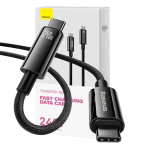 USB-C į USB-C "Baseus Tungsten Gold" 240W 3 m kabelis (juodas)