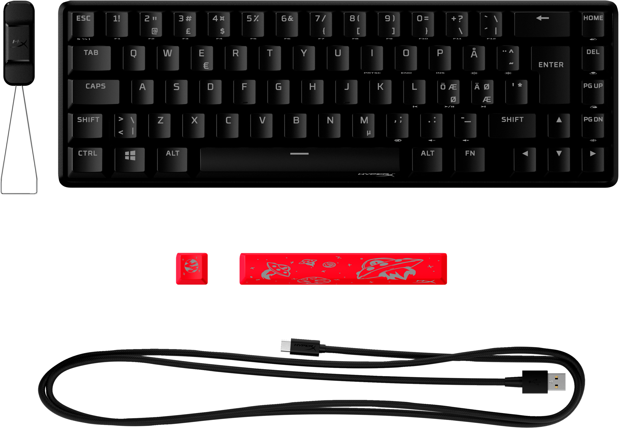 HyperX Alloy Origins 65 - Mechanical Gaming Keyboard - HX Red (NO Layout), 65%, Wired, USB, Mechanical, RGB LED, Black