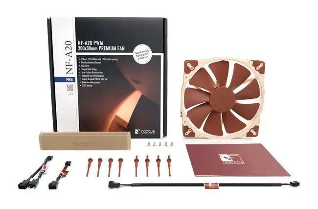 Noctua NF-A20 PWM kompiuterio korpuso ventiliatorius 20 cm, smėlio spalvos, rudas