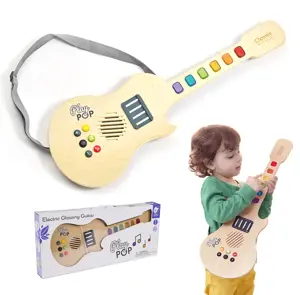 CLASSIC WORLD šviečianti medinė elektrinė gitara vaikams