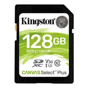 Kingston 128GB SDXC Canvas Select Plus 100R C10 UHS-I U3 V30 EAN: 740617298055
