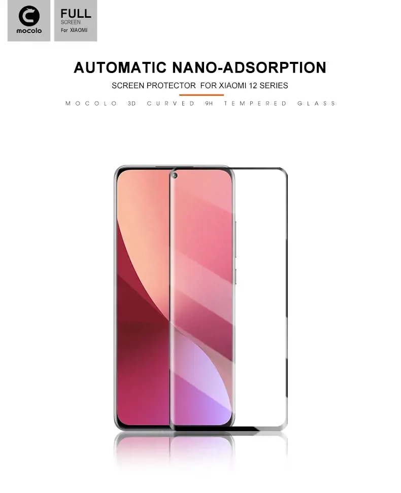 Mocolo 3D 9H Full Glue - Apsauginis viso ekrano stiklas, skirtas "Xiaomi 12 / 12X" (juodas)