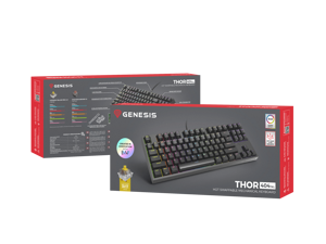 "Genesis" mechaninė žaidimų klaviatūra THOR 404 TKL RGB mechaninė žaidimų klaviatūra Laidinė JAV Gateron Yellow Pro USB Type-A 1005 g